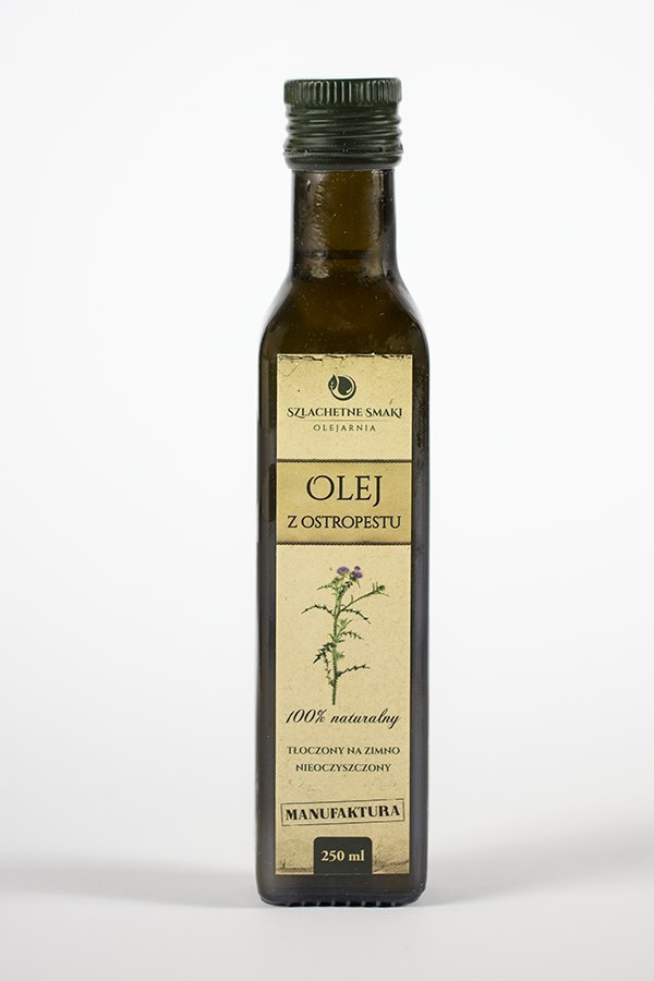 Olej z ostropestu plamistego, niefiltrowany 250ml Olej z ostropestu plamistego, niefiltrowany 250ml
