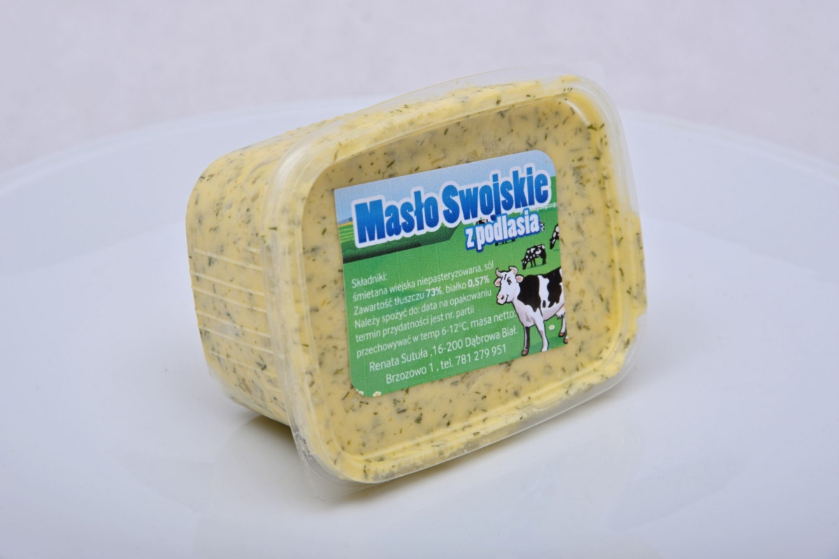 Masło wiejskie ziołowe niepasteryzowane 250g Masło wiejskie ziołowe niepasteryzowane 250g