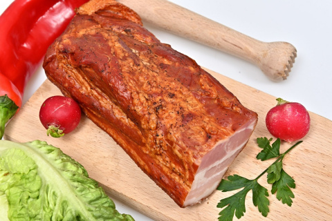 Boczek wiejski wędzony na ciepło około 500g Boczek wiejski wędzony na ciepło około 500g