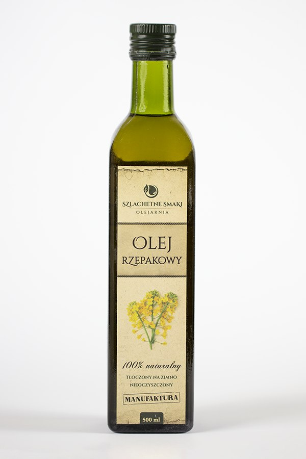 Olej rzepakowy tłoczony na zimno, niefiltrowany 500ml Olej rzepakowy tłoczony na zimno, niefiltrowany 500ml